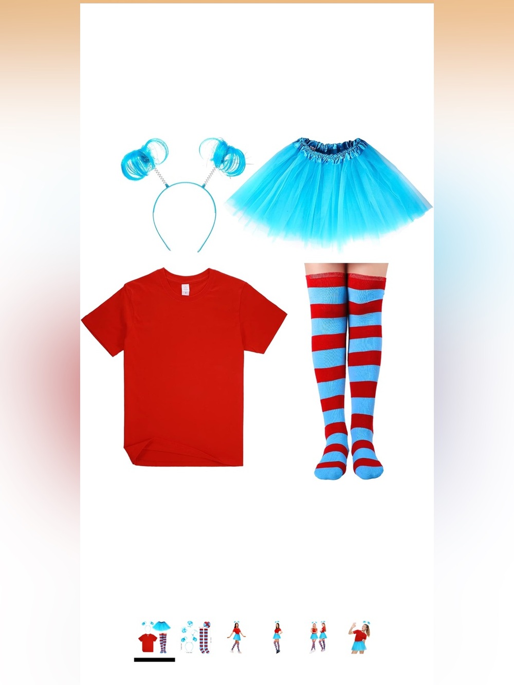 Bright Red Tee & Blue Tutu Costume Set